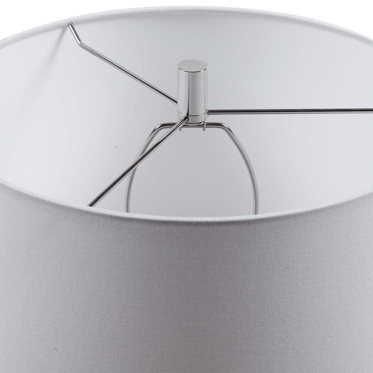 Uttermost Montauk White and Indigo Blue Striped Ceramic Table Lamp With Linen Shade