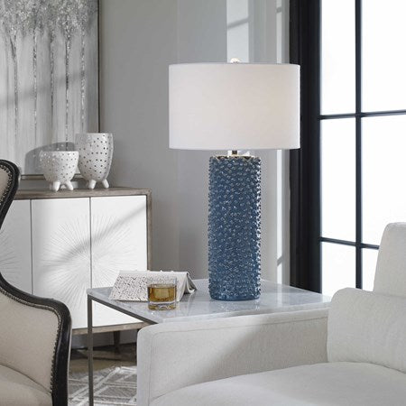 Uttermost Ciji Indigo Blue Table Lamp With White Shade