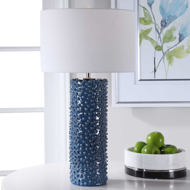 Uttermost Ciji Indigo Blue Table Lamp With White Shade