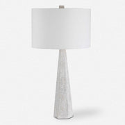 Uttermost Apollo Off-White, Light Gray and Taupe Textured Table Lamp With White Linen Drum Shade