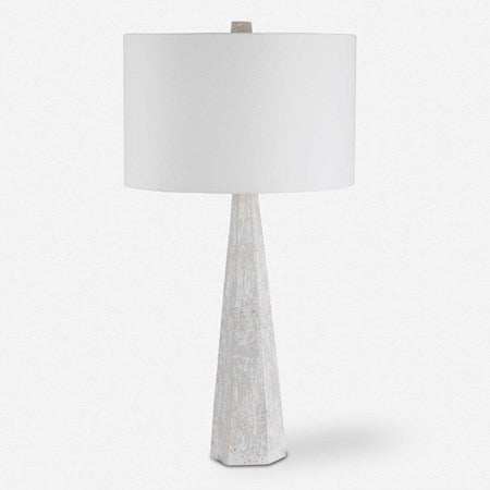 Uttermost Apollo Off-White, Light Gray and Taupe Textured Table Lamp With White Linen Drum Shade