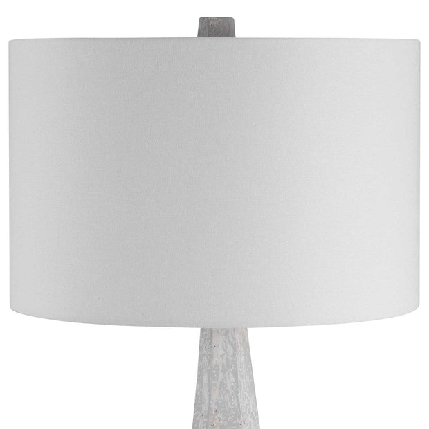 Uttermost Apollo Off-White, Light Gray and Taupe Textured Table Lamp With White Linen Drum Shade