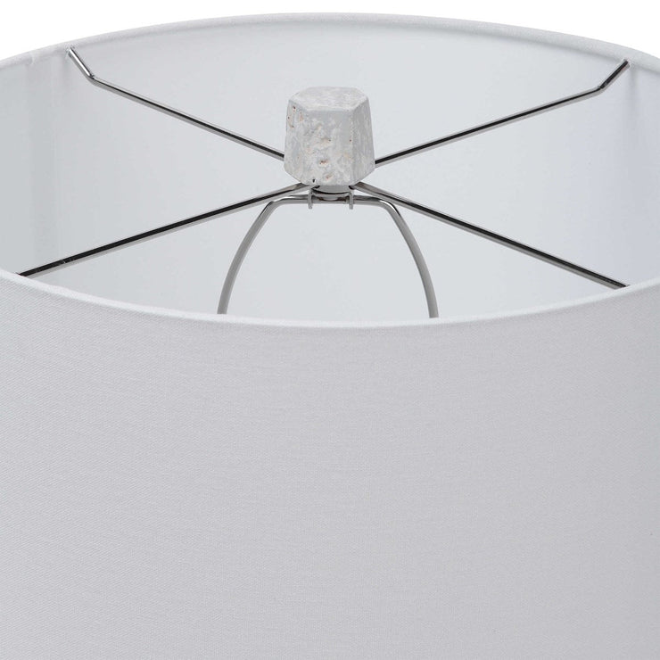 Uttermost Apollo Off-White, Light Gray and Taupe Textured Table Lamp With White Linen Drum Shade