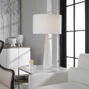Uttermost Apollo Off-White, Light Gray and Taupe Textured Table Lamp With White Linen Drum Shade