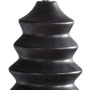 Uttermost Mendocino Black Carved Wood Table Lamp With White Linen Shade