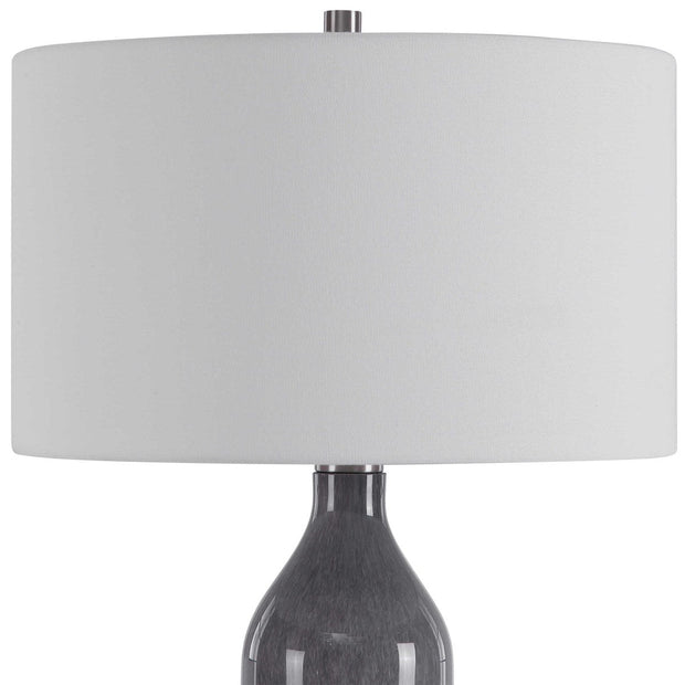 Uttermost Natasha Light Gray and Frosted White Ombré Table Lamp With White Shade