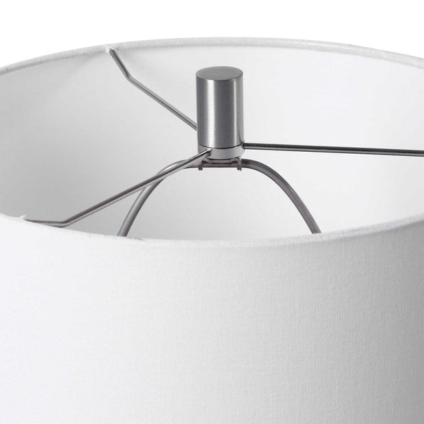 Uttermost Natasha Light Gray and Frosted White Ombré Table Lamp With White Shade