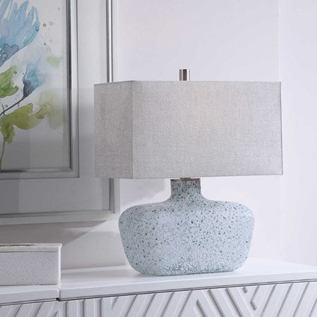 Uttermost Matisse Blue Glass Table Lamp With Gray Linen Shade