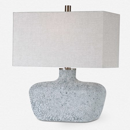 Uttermost Matisse Blue Glass Table Lamp With Gray Linen Shade