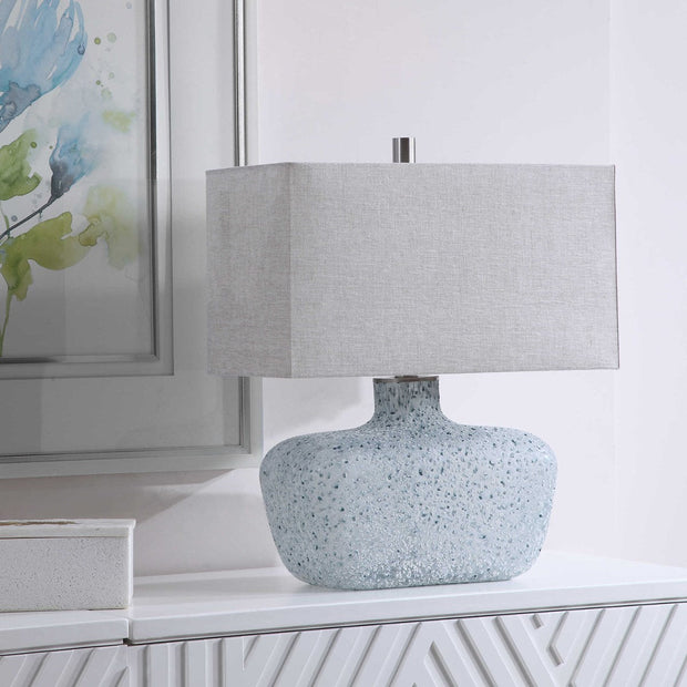Uttermost Matisse Blue Glass Table Lamp With Gray Linen Shade