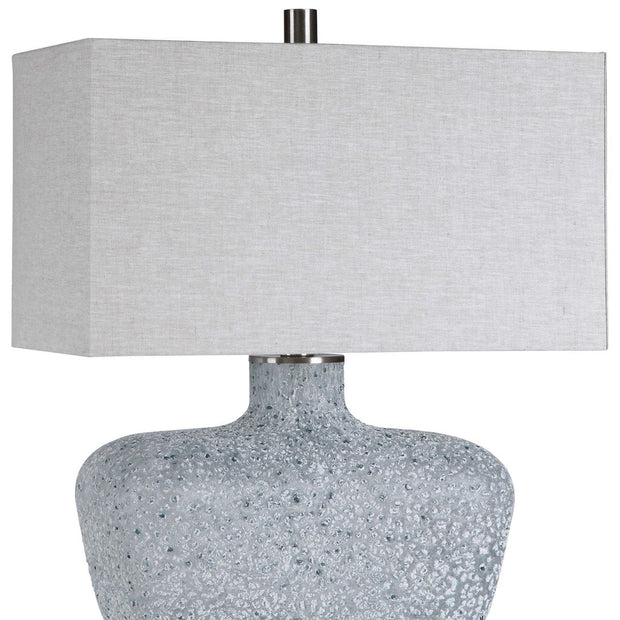Uttermost Matisse Blue Glass Table Lamp With Gray Linen Shade