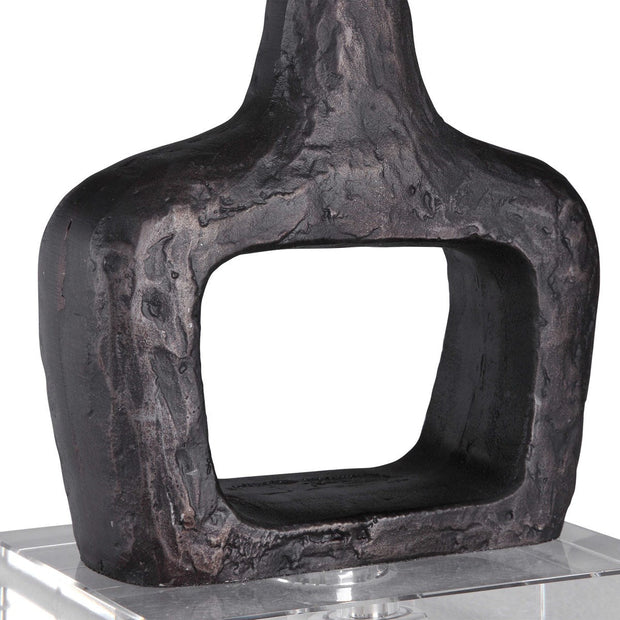 Uttermost Darbie Aged Black Iron Modern Table Lamp With White Linen Shade