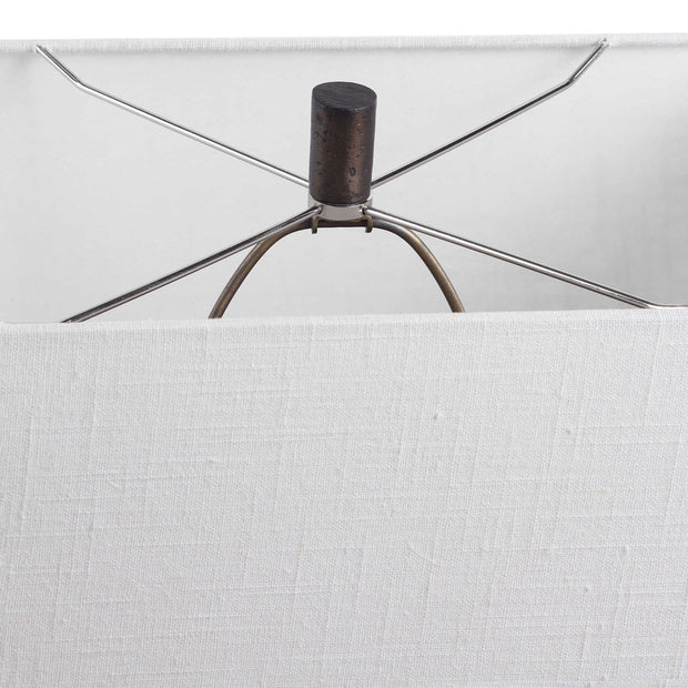 Uttermost Darbie Aged Black Iron Modern Table Lamp With White Linen Shade