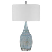 Uttermost Rialta Aqua Crackled Glaze Ceramic Table Lamp With White Linen