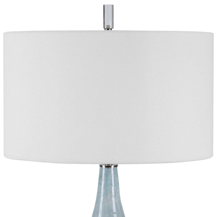 Uttermost Rialta Aqua Crackled Glaze Ceramic Table Lamp With White Linen