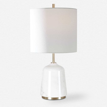 Uttermost Eloise White Marble Table Lamp With Linen Shade