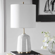 Uttermost Eloise White Marble Table Lamp With Linen Shade