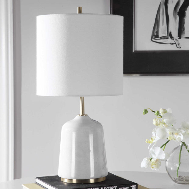 Uttermost Eloise White Marble Table Lamp With Linen Shade