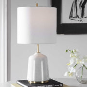 Uttermost Eloise White Marble Table Lamp With Linen Shade