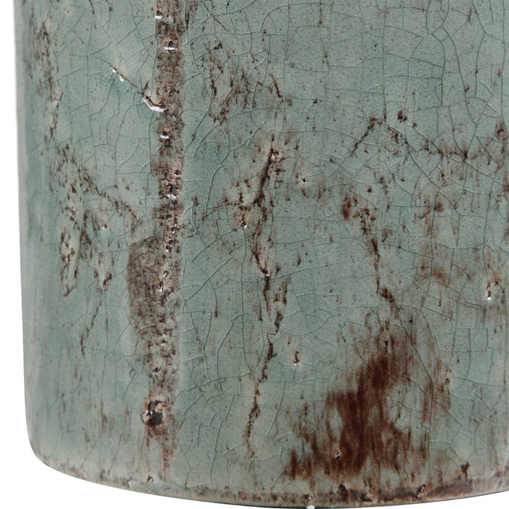 Uttermost Callais Crackled Aqua Blue Glaze Ceramic Table Lamp With Light Beige Linen Shade