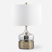 Uttermost Como Chrome Glass Table Lamp With White Linen Shade
