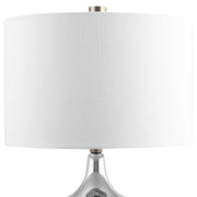 Uttermost Como Chrome Glass Table Lamp With White Linen Shade