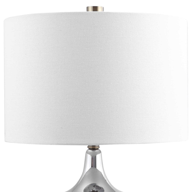 Uttermost Como Chrome Glass Table Lamp With White Linen Shade