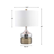 Uttermost Como Chrome Glass Table Lamp With White Linen Shade