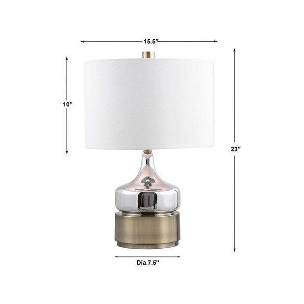 Uttermost Como Chrome Glass Table Lamp With White Linen Shade