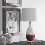 Uttermost Durango Terracotta Rust Ceramic Table Lamp With White Linen Shade
