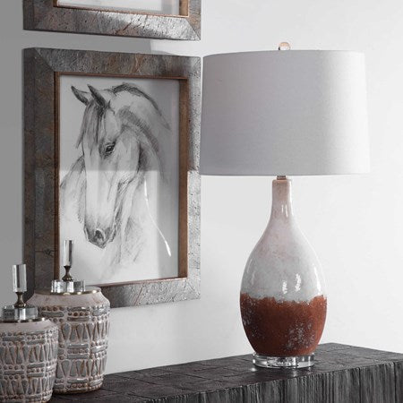 Uttermost Durango Terracotta Rust Ceramic Table Lamp With White Linen Shade