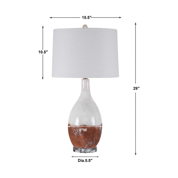 Uttermost Durango Terracotta Rust Ceramic Table Lamp With White Linen Shade