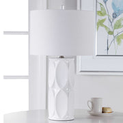 Uttermost Sinclair Glossy White Glaze Ceramic Table Lamp With Linen Shade