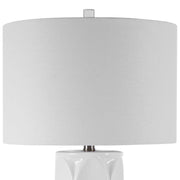 Uttermost Sinclair Glossy White Glaze Ceramic Table Lamp With Linen Shade
