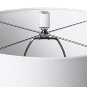 Uttermost Sinclair Glossy White Glaze Ceramic Table Lamp With Linen Shade