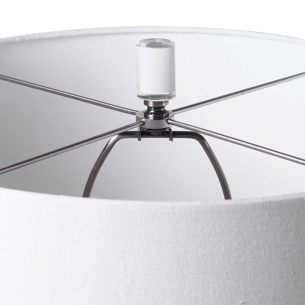 Uttermost Sinclair Glossy White Glaze Ceramic Table Lamp With Linen Shade