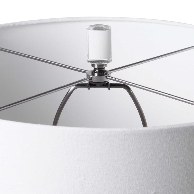 Uttermost Sinclair Glossy White Glaze Ceramic Table Lamp With Linen Shade
