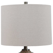 Uttermost Lagos Rust Brown Glazed Ceramic Table Lamp With Beige Linen Shade