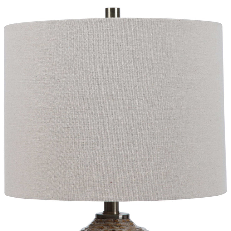 Uttermost Lagos Rust Brown Glazed Ceramic Table Lamp With Beige Linen Shade