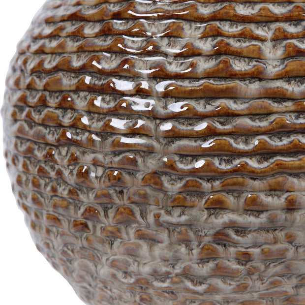 Uttermost Lagos Rust Brown Glazed Ceramic Table Lamp With Beige Linen Shade