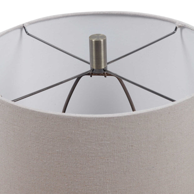 Uttermost Lagos Rust Brown Glazed Ceramic Table Lamp With Beige Linen Shade