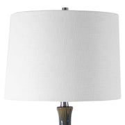 Uttermost Eichler Cream, Light Blue and Indigo Ceramic Table Lamp With Linen Shade