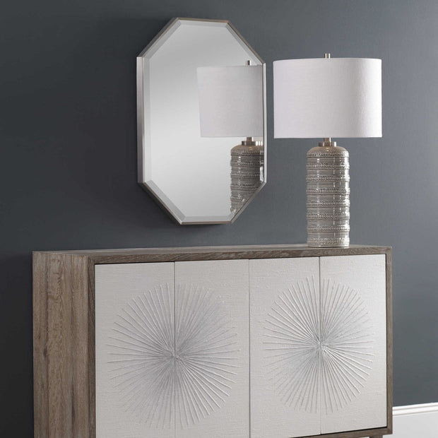 Uttermost Alenon Gray Glazed Ceramic Table Lamp With Linen Drum Shade