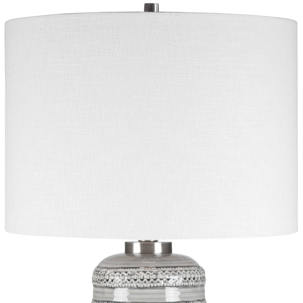 Uttermost Alenon Gray Glazed Ceramic Table Lamp With Linen Drum Shade