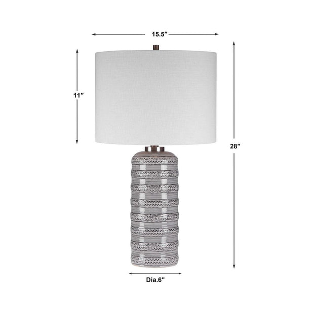 Uttermost Alenon Gray Glazed Ceramic Table Lamp With Linen Drum Shade