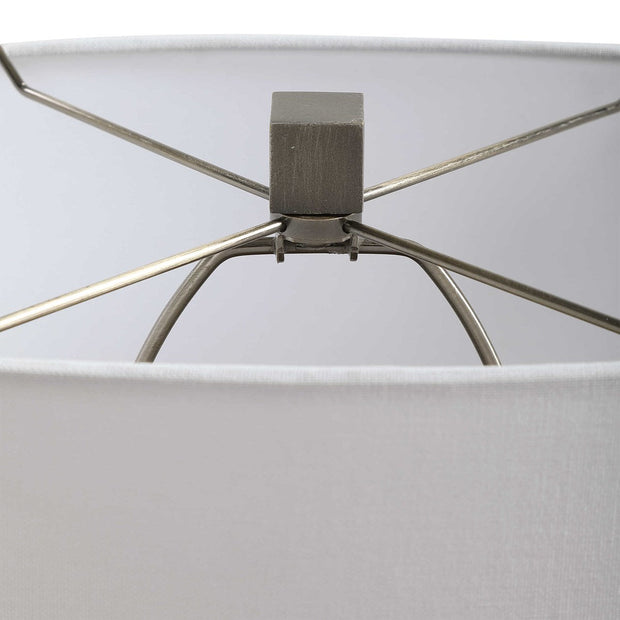 Uttermost Relic Antiqued Gold and Dark Bronze Table Lamp With White Linen Shade