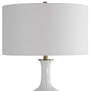 Uttermost Strauss Gloss White Glazed Ceramic Table Lamp With Linen Shade