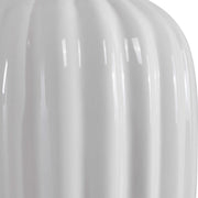Uttermost Strauss Gloss White Glazed Ceramic Table Lamp With Linen Shade