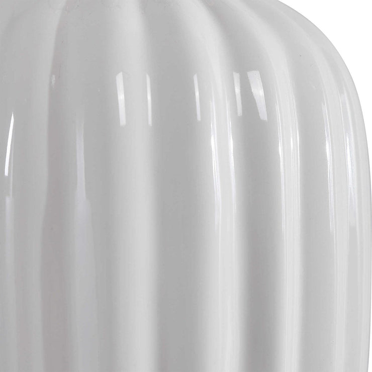 Uttermost Strauss Gloss White Glazed Ceramic Table Lamp With Linen Shade
