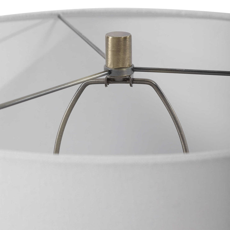 Uttermost Strauss Gloss White Glazed Ceramic Table Lamp With Linen Shade